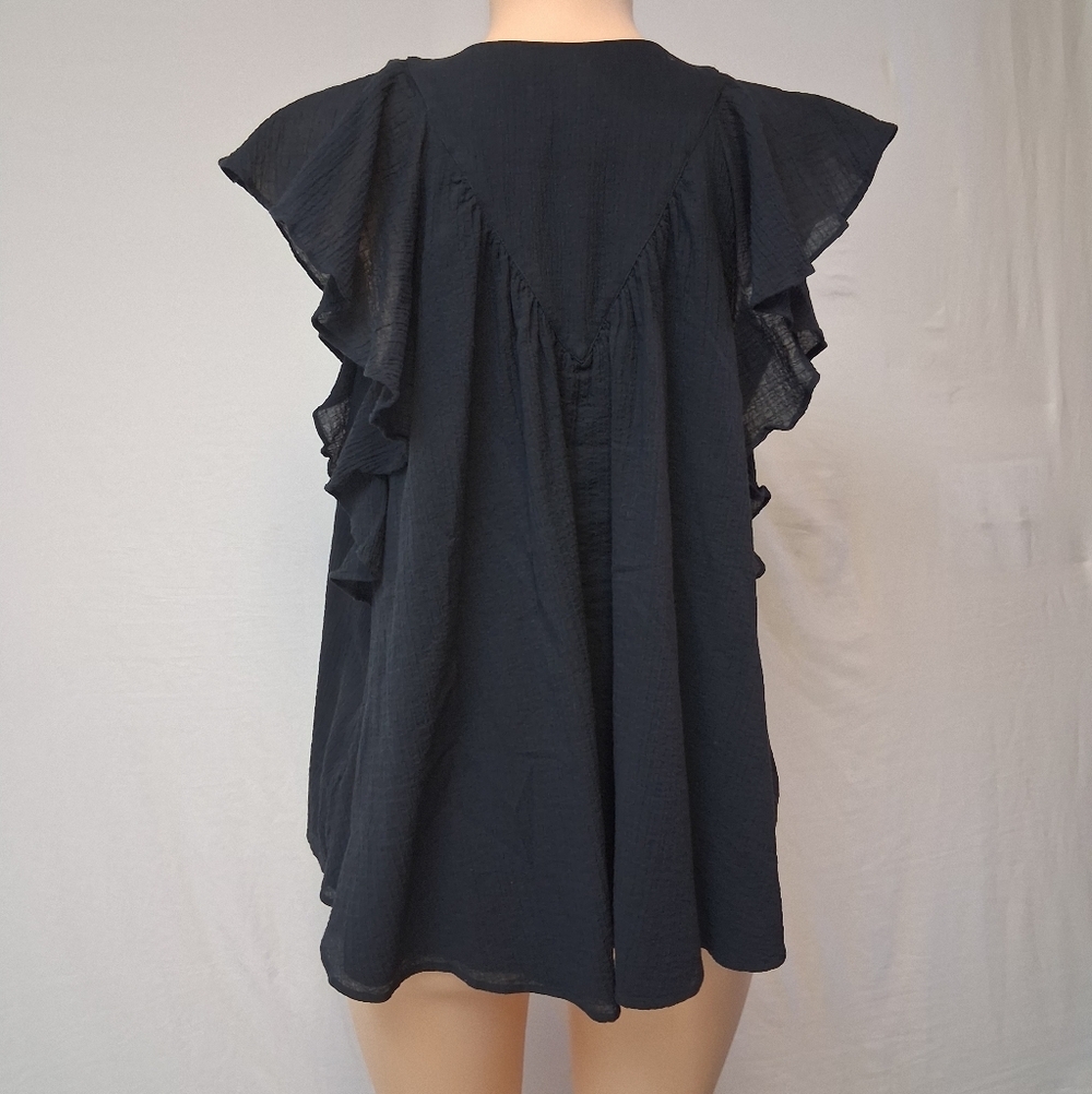 COS Black V-Neck Ruffle Blouse - Picture 13 of 17